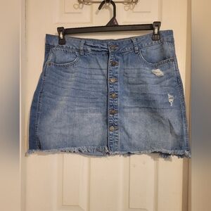 Rewash Blue Distressed Denim Mini Skirt